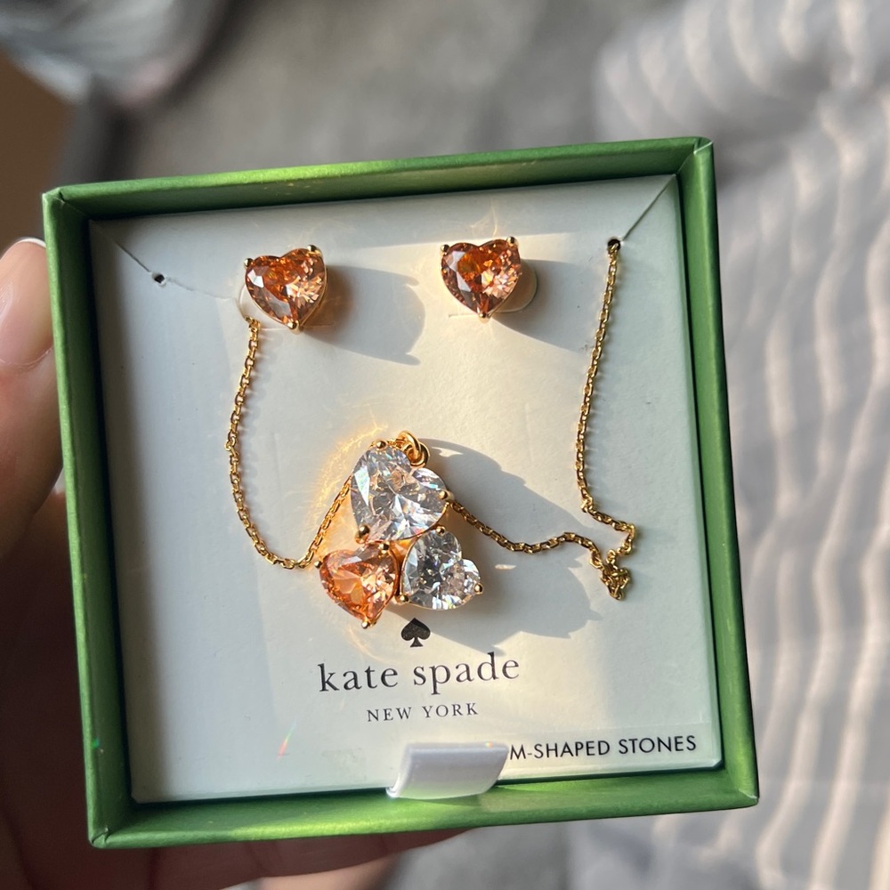 Kate Spade Gold and Orange Heart Earrings